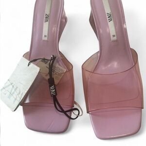 Zara Pink Transparent Slide Mules